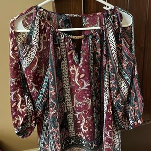 Girls Size Medium Slit Long Sleeve Multi-Color Top